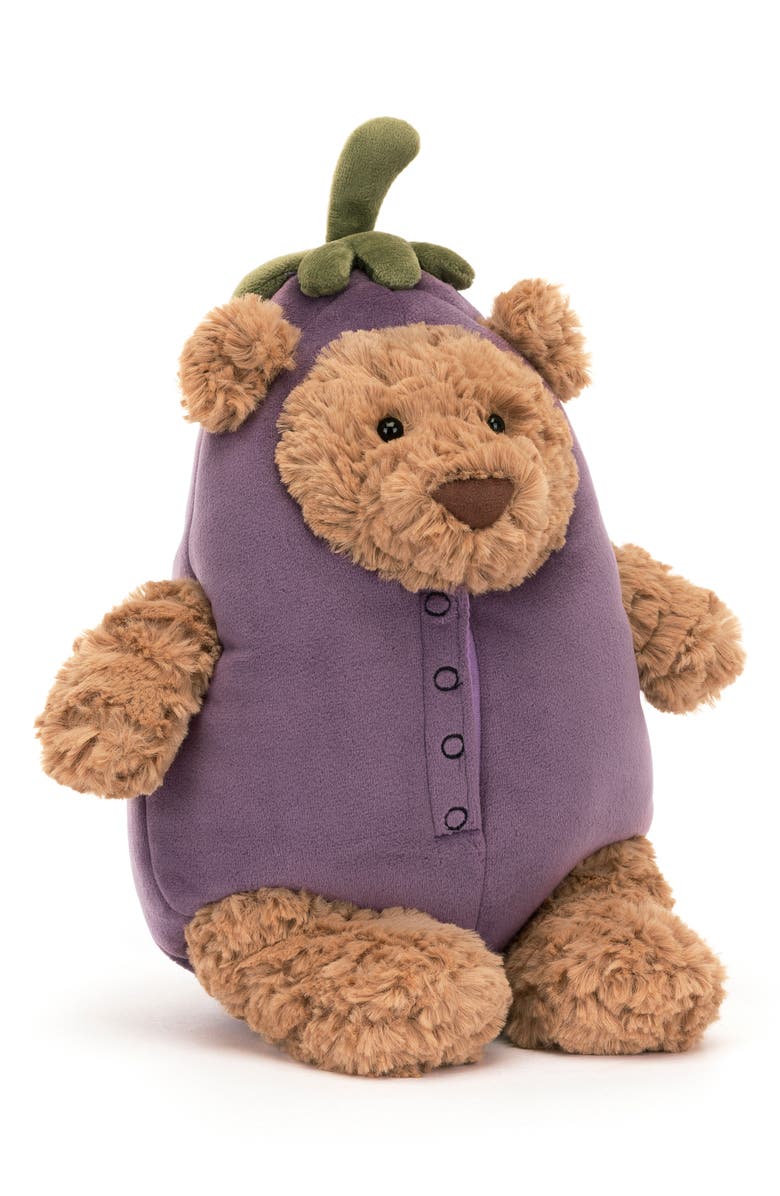 Jellycat Bartholomew Bear Eggplant Stuffed Animal, Main, color,