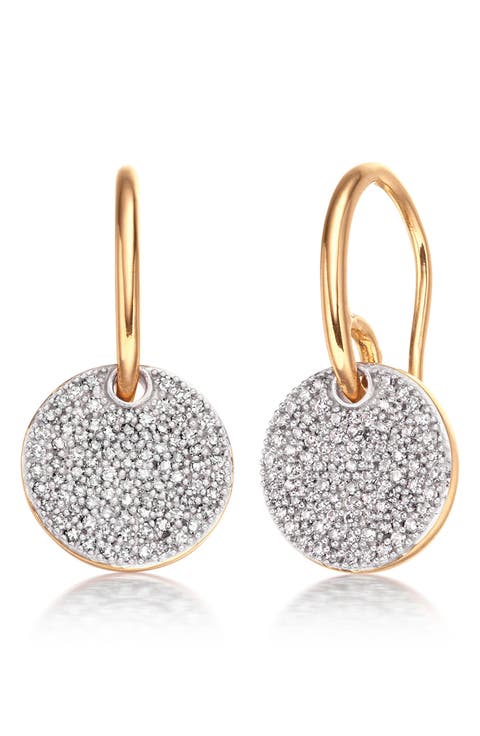 Ava Diamond Disc Drop Earrings