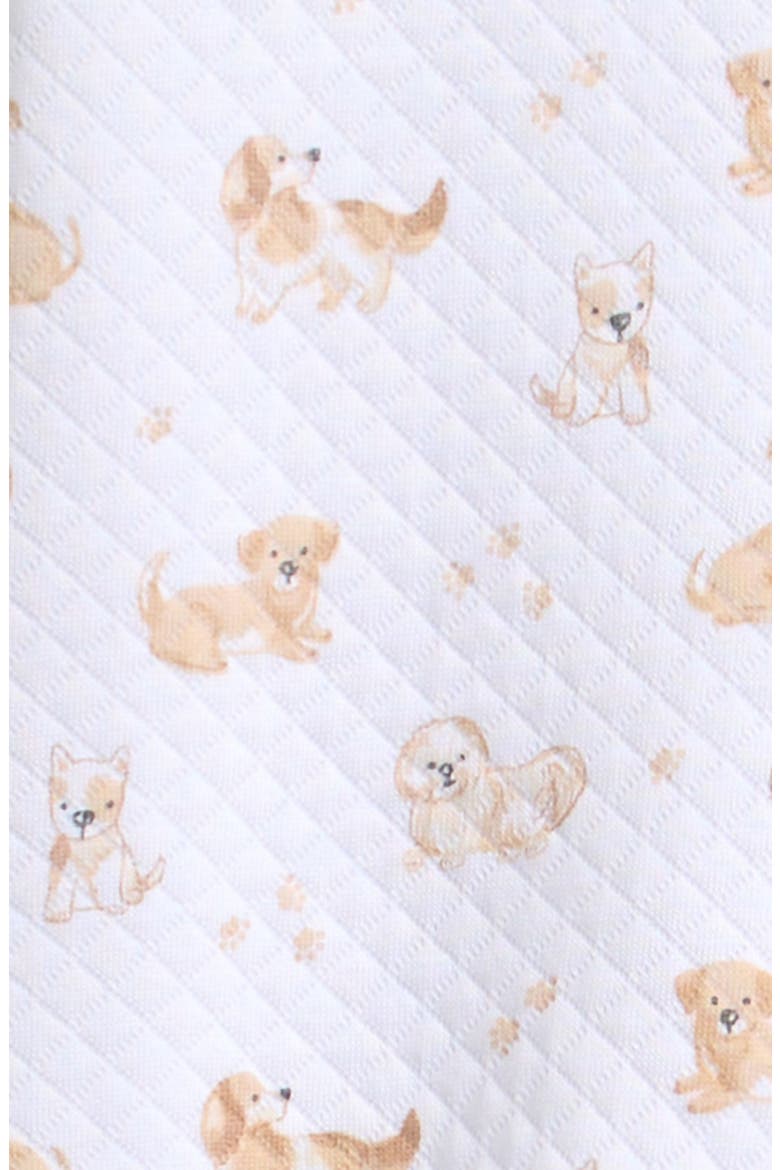 Kids' Puppy Print Quilted Pima Cotton Footie, Alternate, color, BROWN