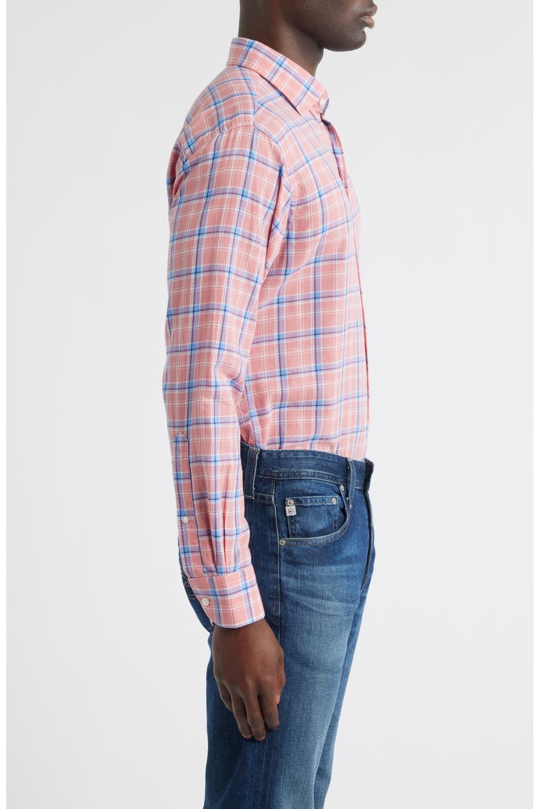 Triton Plaid Cotton & Lyocell Button-Up Shirt, Alternate, color, VENETIAN PINK