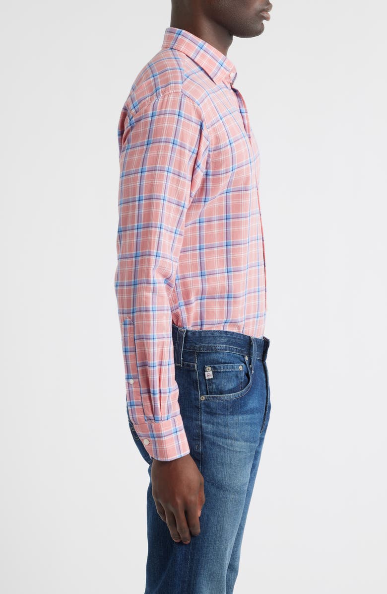 Peter Millar Triton Plaid Cotton & Lyocell Button-Up Shirt, Alternate, color, Venetian Pink