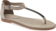 Brunello Cucinelli Monili T-Strap Suede Sandal