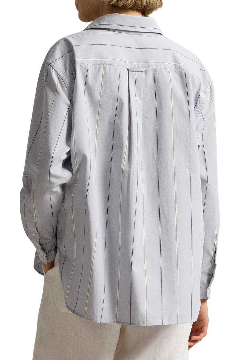 Oversize Stripe Button-Up Shirt, Alternate, color, LIGHT BLUE-CREAM