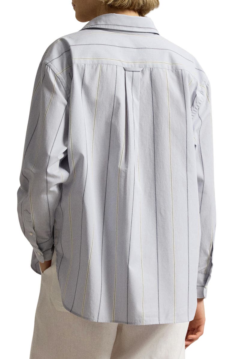 Polo Ralph Lauren Oversize Stripe Button-Up Shirt, Alternate, color, Light Blue-Cream