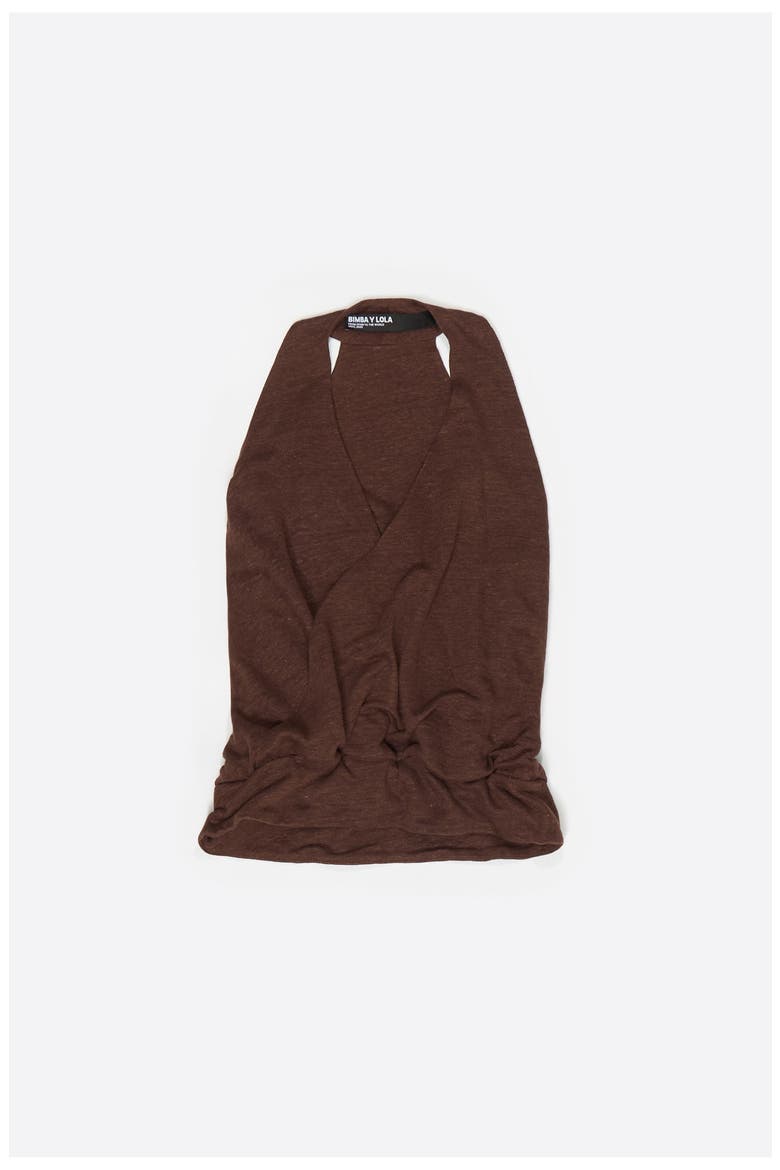 Halter Knit Top, Main, color, BROWN