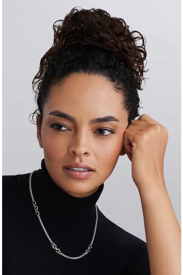 Signature Caviar 5-Ring Station Chain Necklace (Nordstrom Exclusive), Alternate, color, SILVER