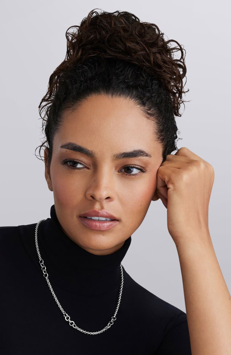 LAGOS Signature Caviar 5-Ring Station Chain Necklace, Alternate, color, Silver