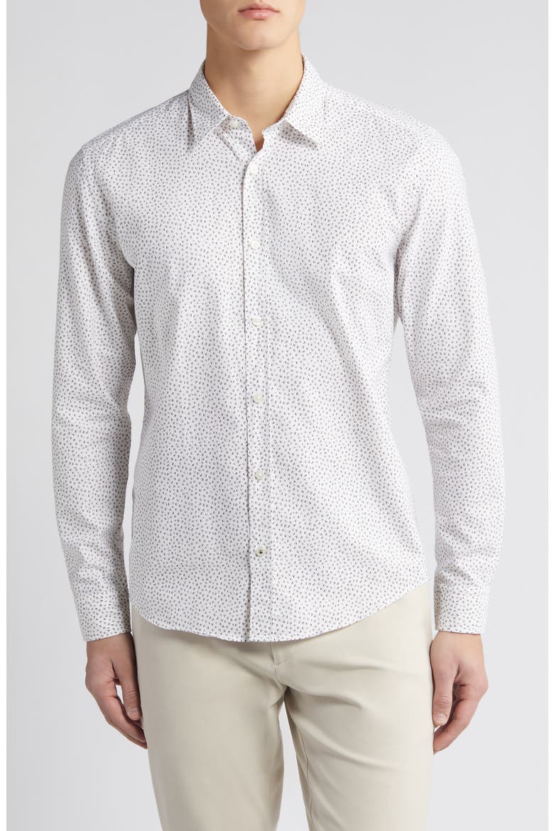Liam Ditsy Print Button-Up Shirt, Main, color, OPEN WHT