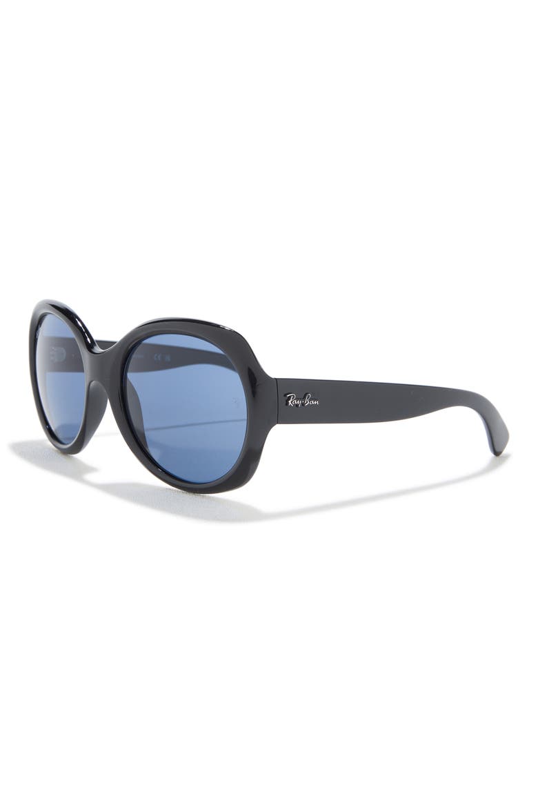 57mm Round Sunglasses, Alternate, color, BLACK