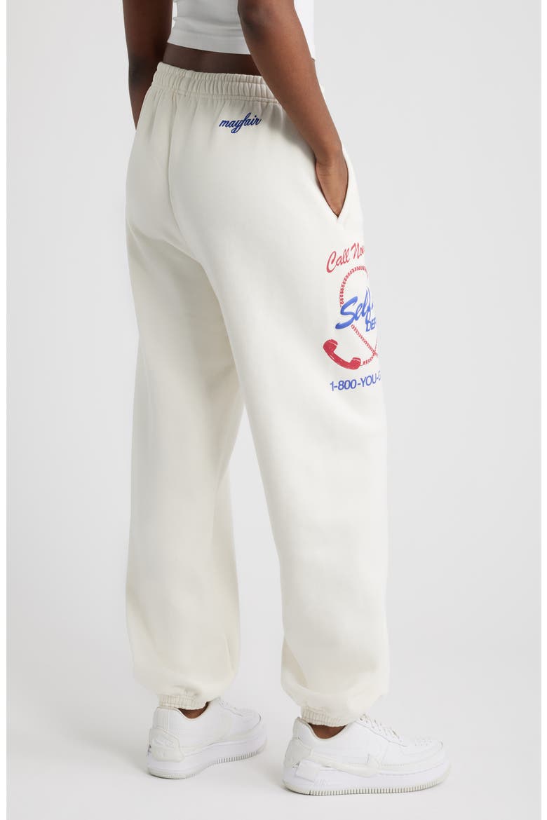 Self Love Club Oversize Fleece Graphic Sweatpants, Alternate, color, CREAM