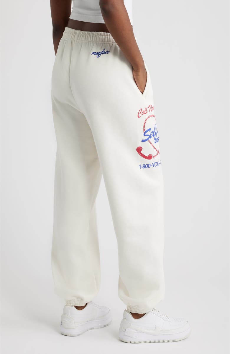 THE MAYFAIR GROUP Self Love Club Oversize Fleece Graphic Sweatpants, Alternate, color, Cream
