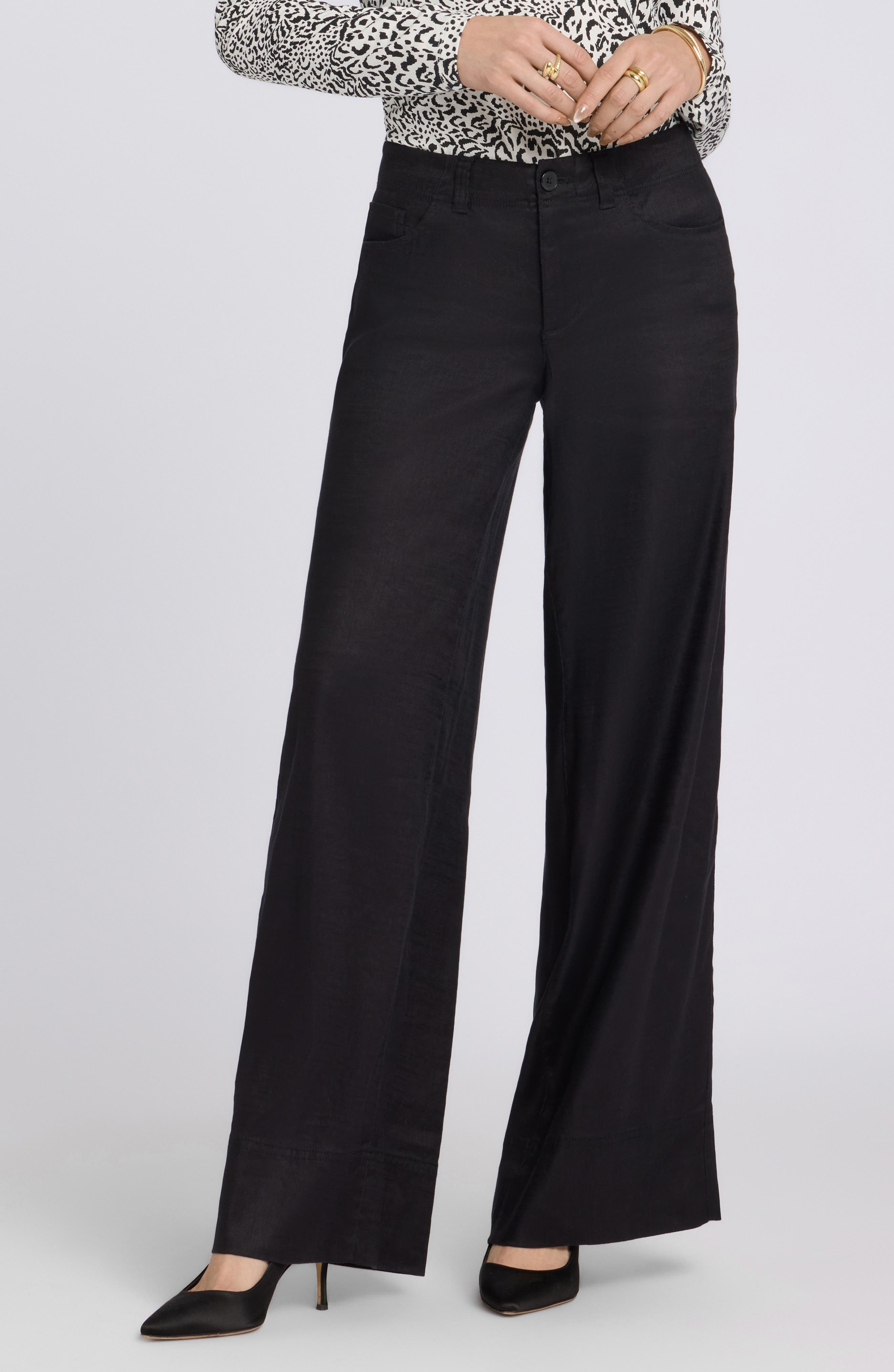 Linen Blend Wide Leg Pants