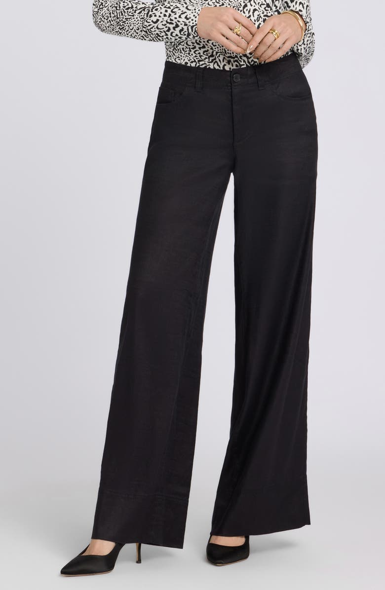 NYDJ Linen Blend Wide Leg Pants, Main, color, Black