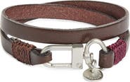 Caputo & Co. Men's Wide Leather Double Wrap Bracelet