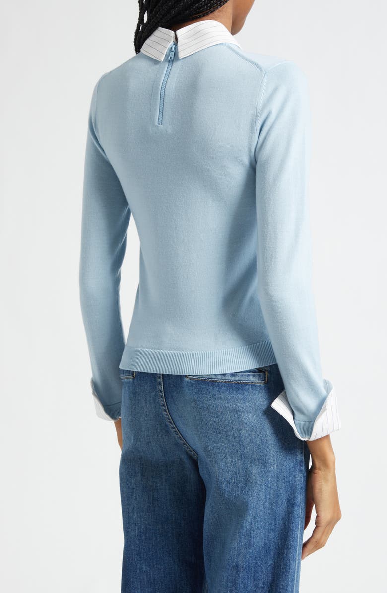 Alice + Olivia Porla Collar Stretch Wool Sweater, Alternate, color, Carolina Blue