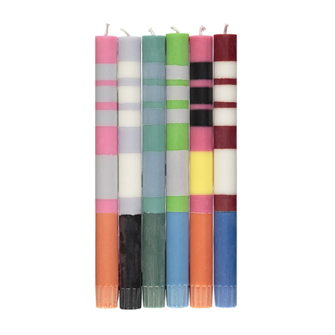 Mixed Pack of all 3 Stripes Dinner Candles - Set of 6