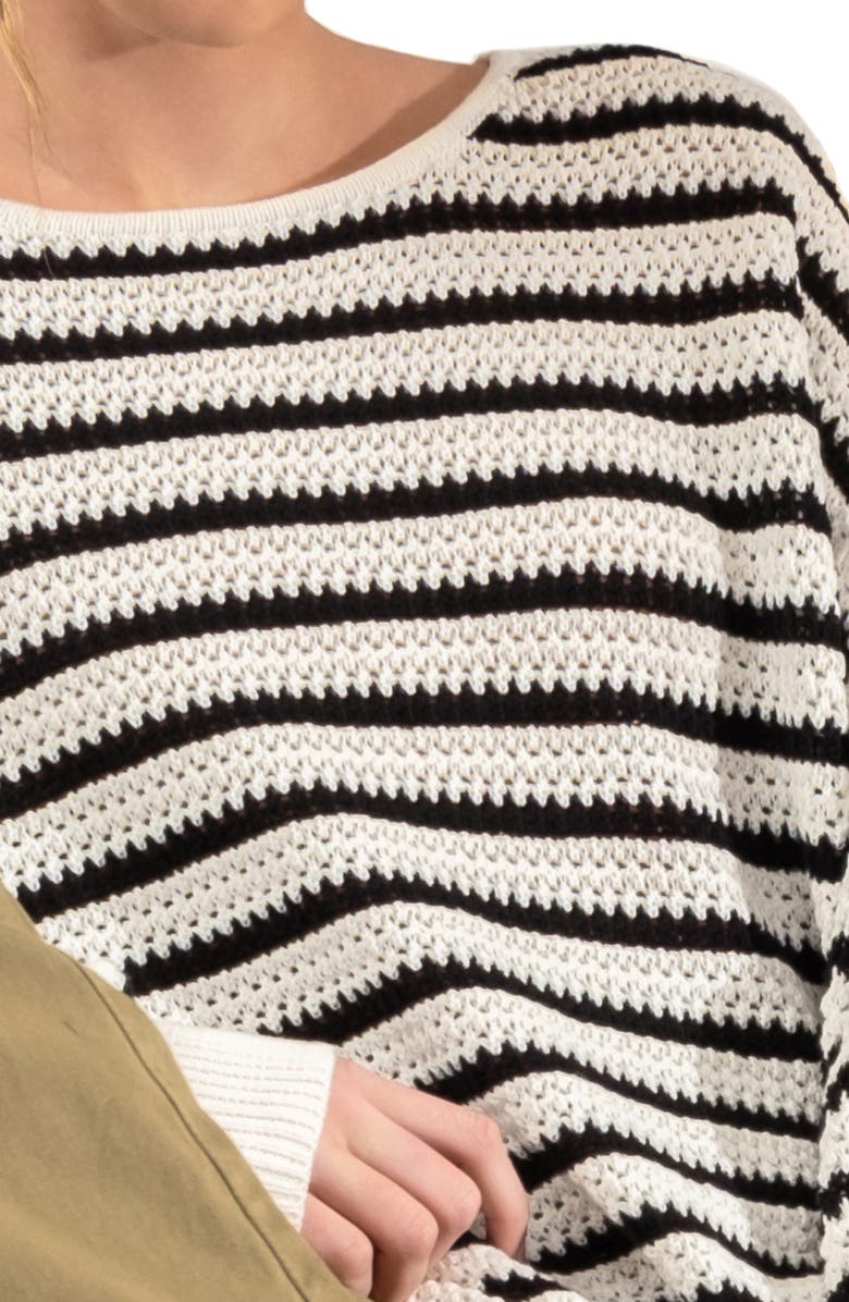 Blu Pepper Stripe Cotton Knit Sweater, Alternate, color, 