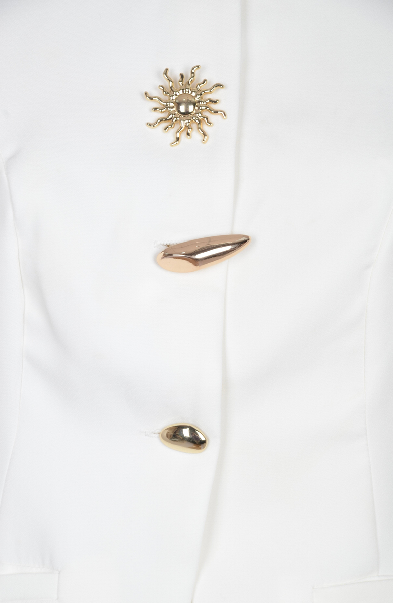 Modenaire Sleeveless Tailored Blazer Top with Button Detail, Alternate, color, White