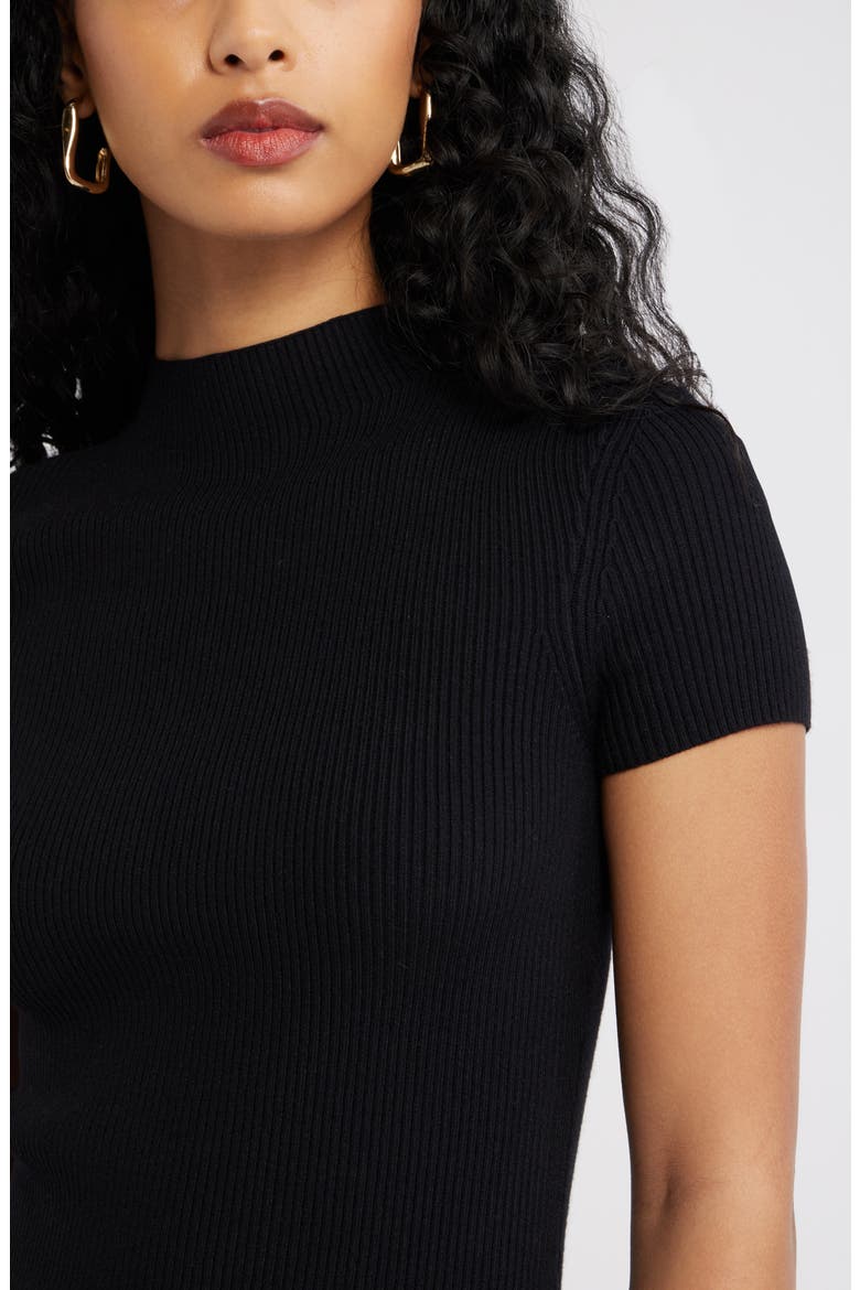 Rib Knit Mock Neck Sweater, Alternate, color, BLACK