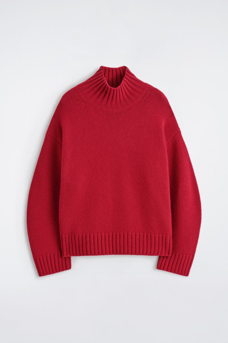 Cashmere Funnel-neck Sweater, Alternate, color, RED