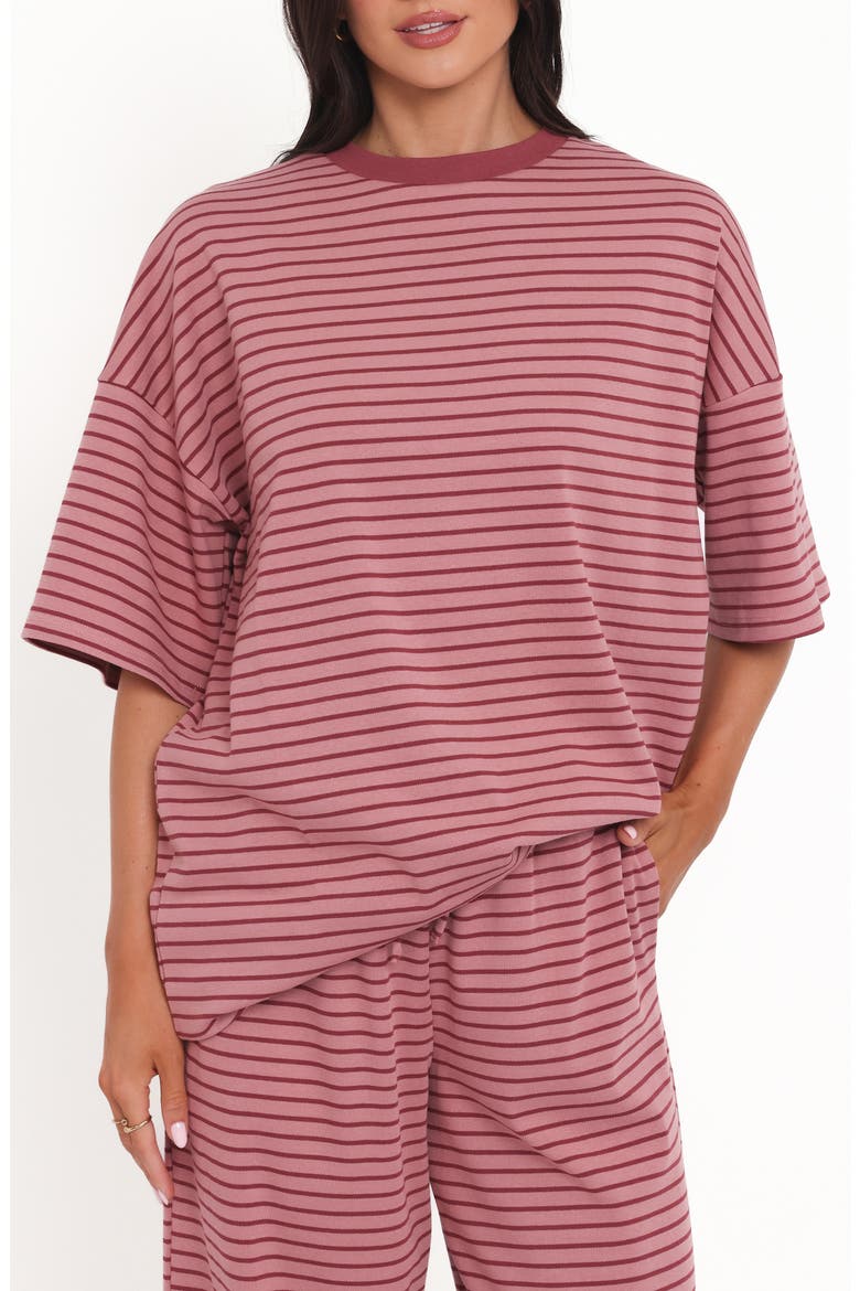 Wilda Oversize Stripe T-Shirt, Main, color, PINK RED STRIPE