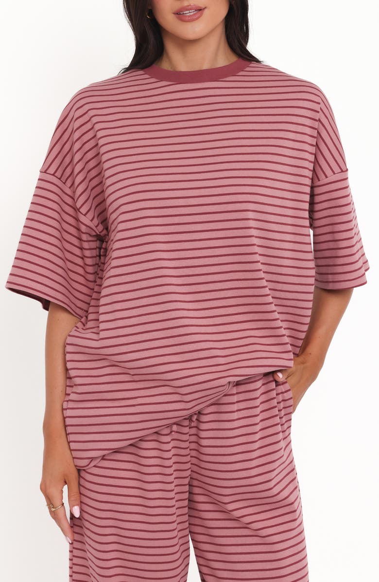 Petal & Pup Wilda Oversize Stripe T-Shirt, Main, color, Pink Red Stripe
