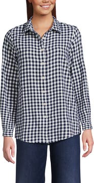 Lands' End Flannel Boyfriend Fit Shirt