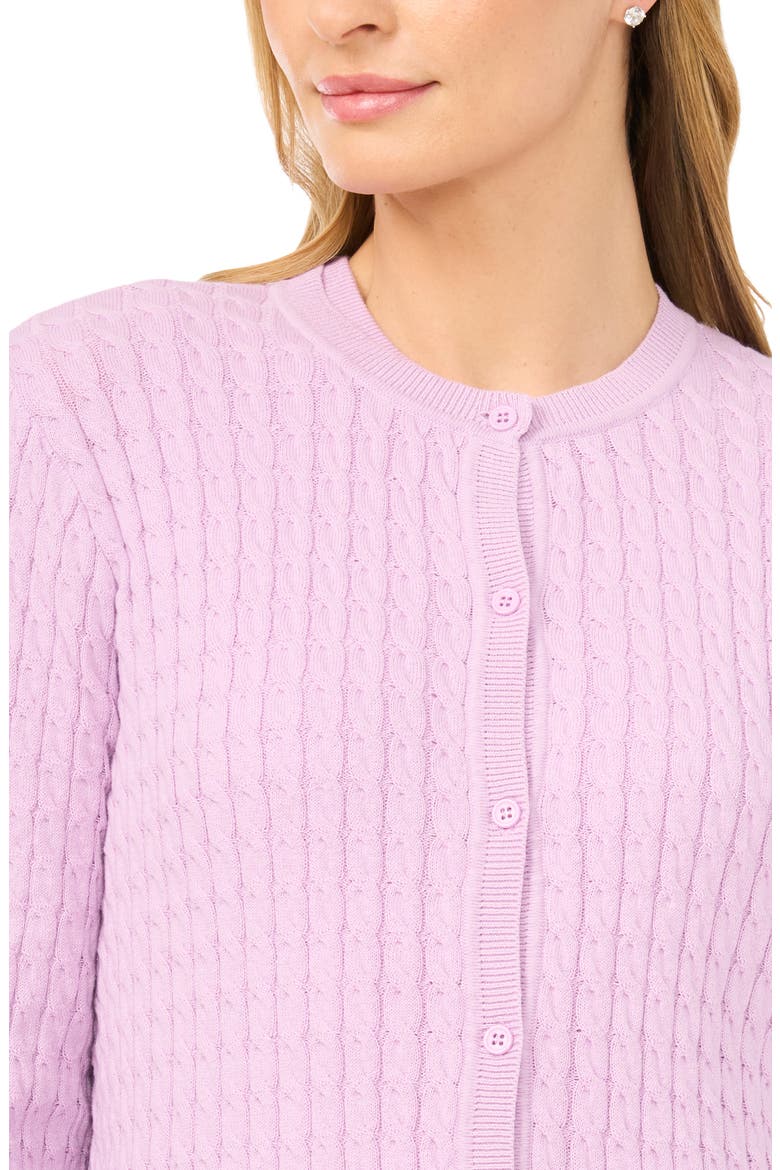 Cable Stitch Cotton Cardigan, Alternate, color, LAVENDER SUGAR