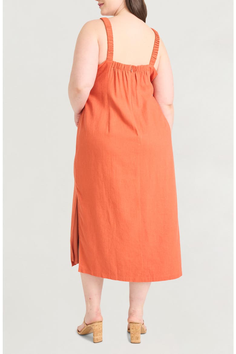 Linen Blend Midi Dress, Alternate, color, BRUSCHETTA