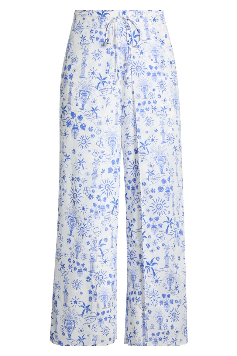 Azul Tropics Nature High Waist Wrap Pants, Alternate, color, BLUES-WHITE