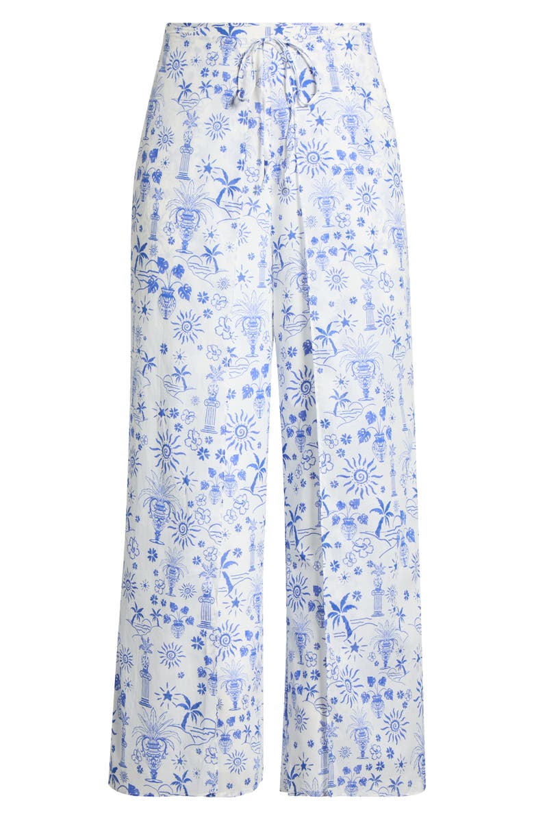 SUGARLIPS Azul Tropics Nature High Waist Wrap Pants, Alternate, color, Blues-White