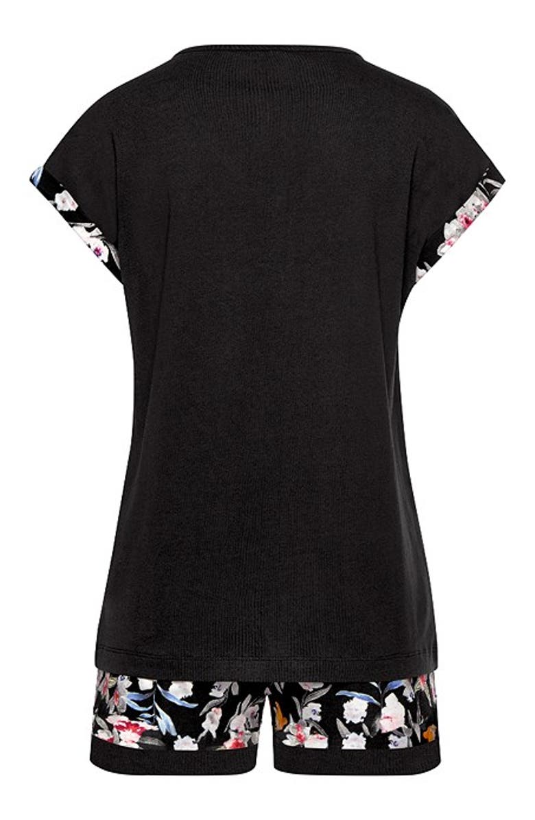 LASCANA Women's Floral Pajama Shorts Set, Alternate, color, Black