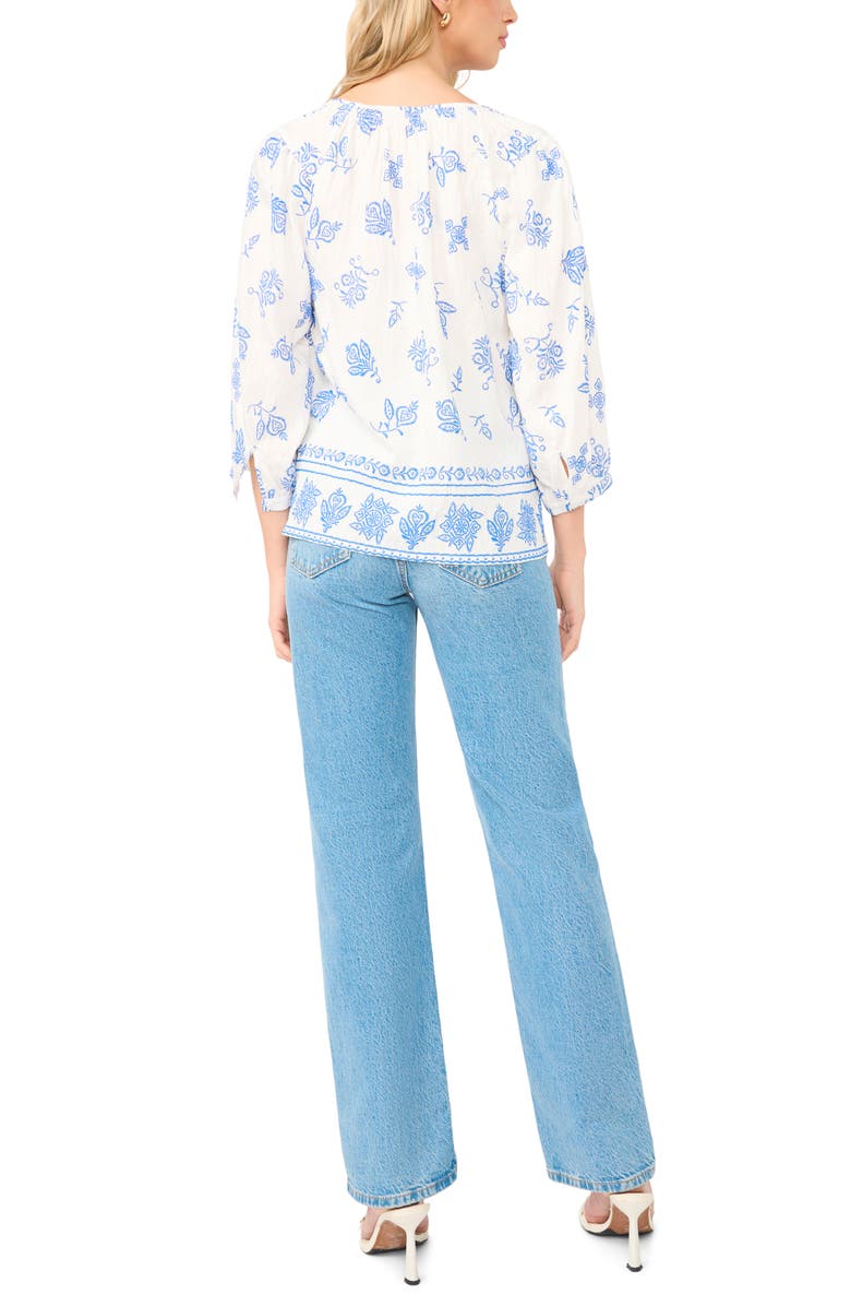 Vince Camuto Tie Neck Peasant Top, Alternate, color, Ultra White