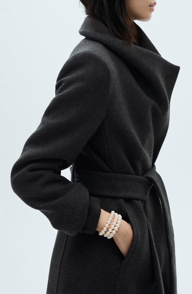 MANGO Belted Wool Blend Coat, Alternate, color, 