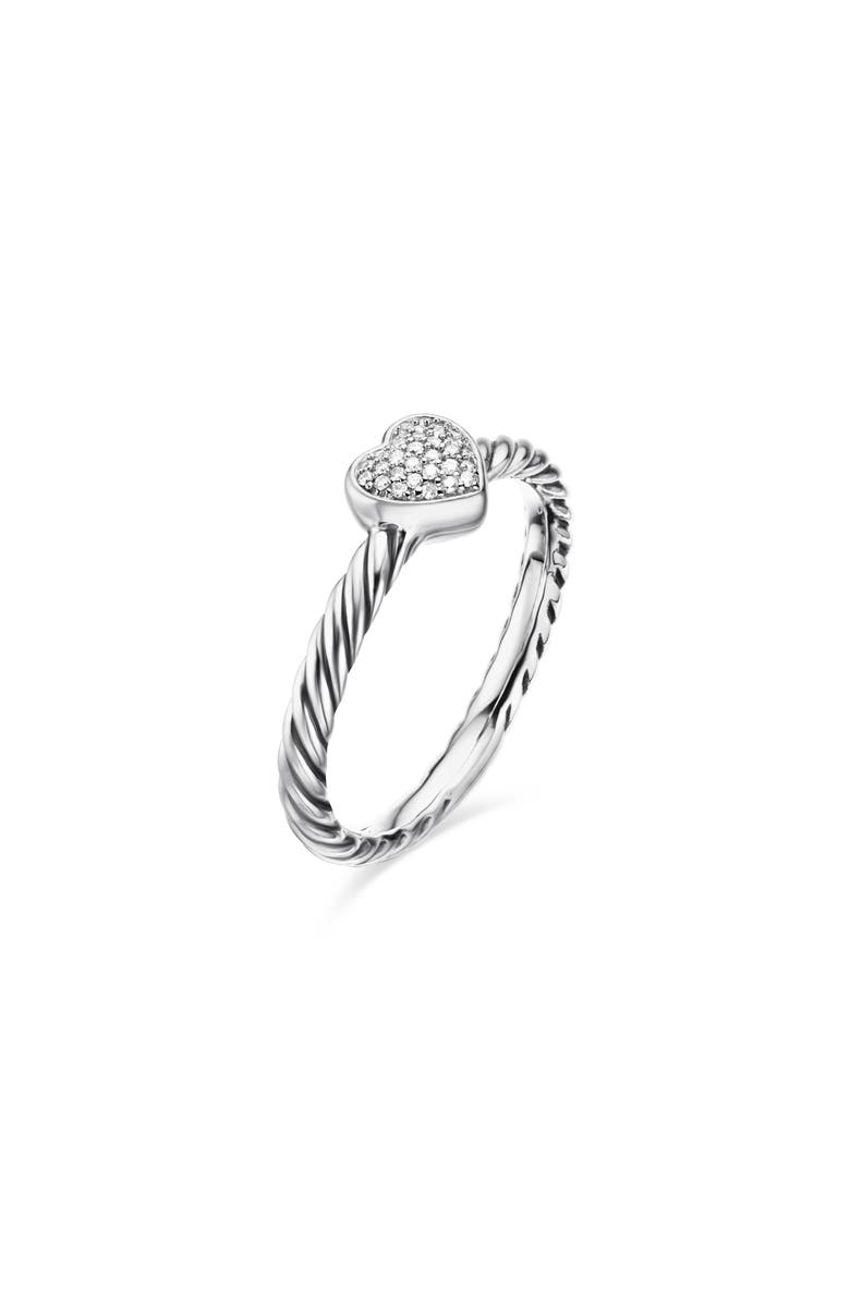 David Yurman Cable Collectibles Pavé Diamond Heart Ring, Alternate, color, Diamond