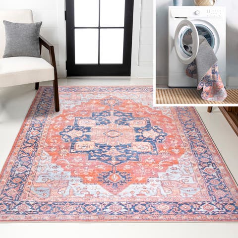 Maris Ornate Medallion Machine-Washable Area Rug