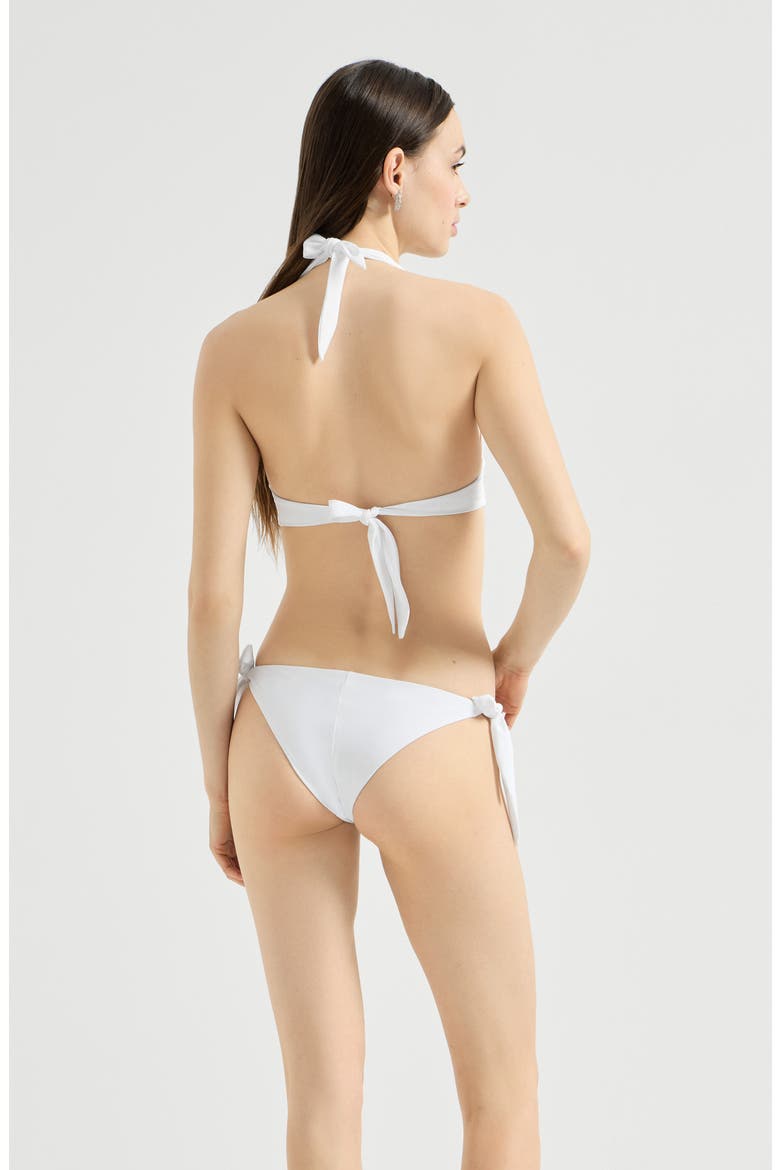 Techno jersey bikini top with monili, Alternate, color, White