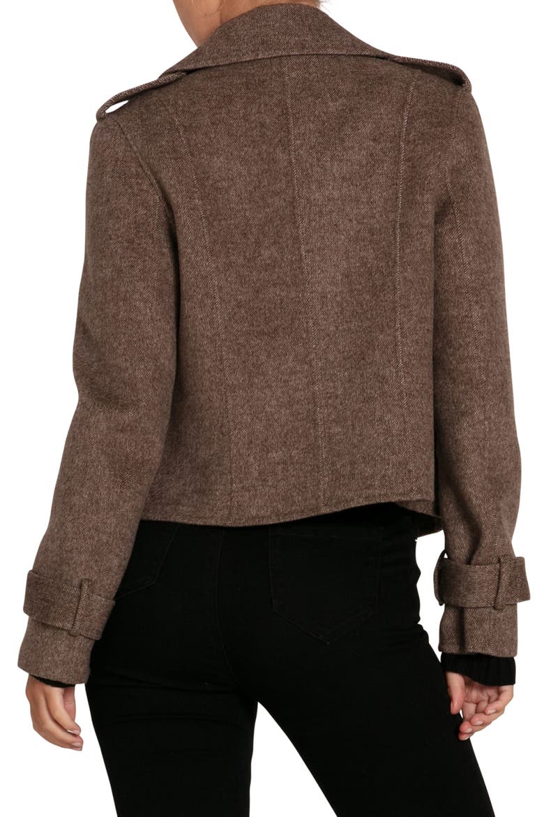 Better Off Military Wool Blend Crop Peacoat, Alternate, color, WALNUT