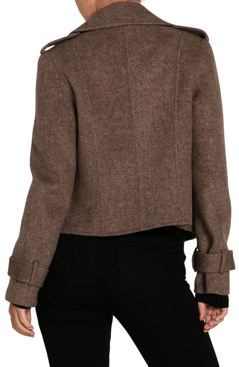 Belle & Bloom Better Off Military Wool Blend Crop Peacoat, Alternate, color, Walnut
