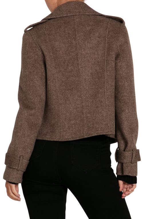 Belle & Bloom Better Off Military Wool Blend Crop Peacoat In Brown