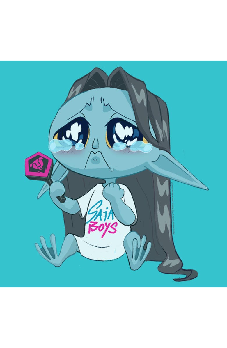 KPop Demon Hunters Girl's KPop Demon Hunters Chibi Crying Fan  Graphic T-Shirt, Alternate, color, Tahiti Blue