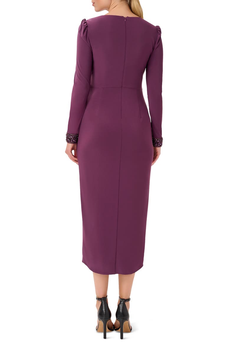 Adrianna Papell Draped Long Sleeve Jersey Sheath Dress, Alternate, color, 