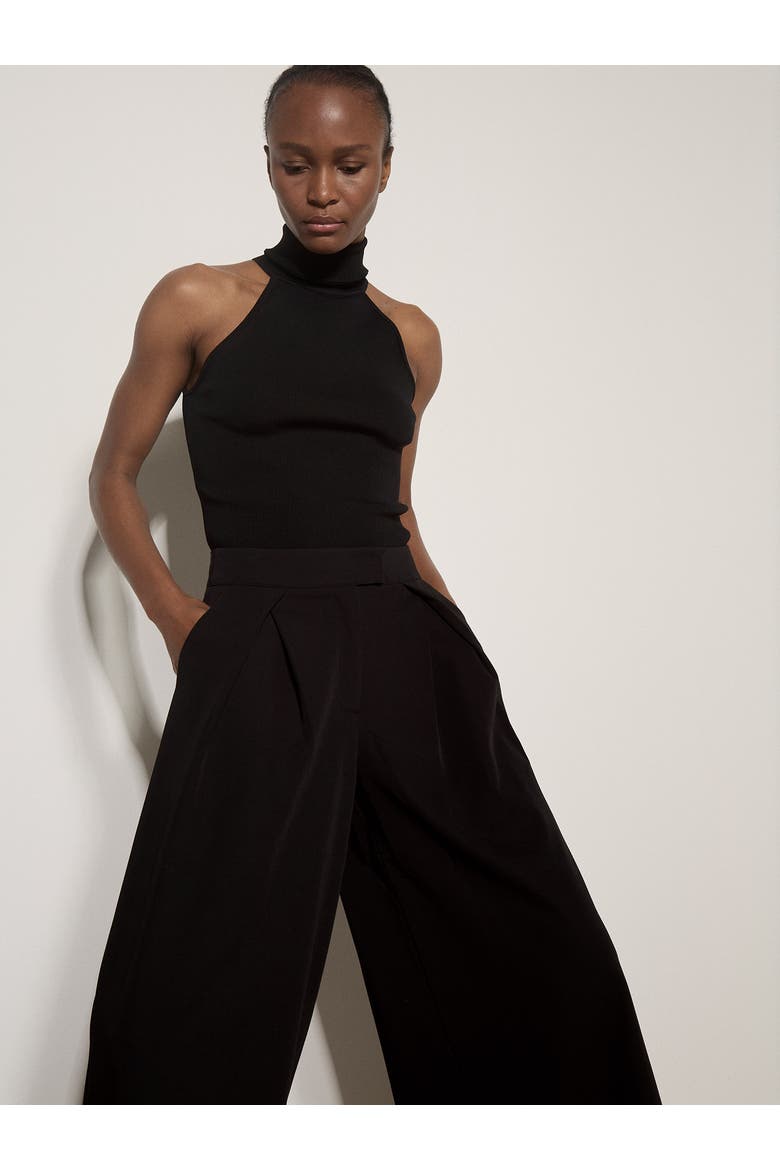 Folded Front Pleat Tailor Trouser, Alternate, color, Black