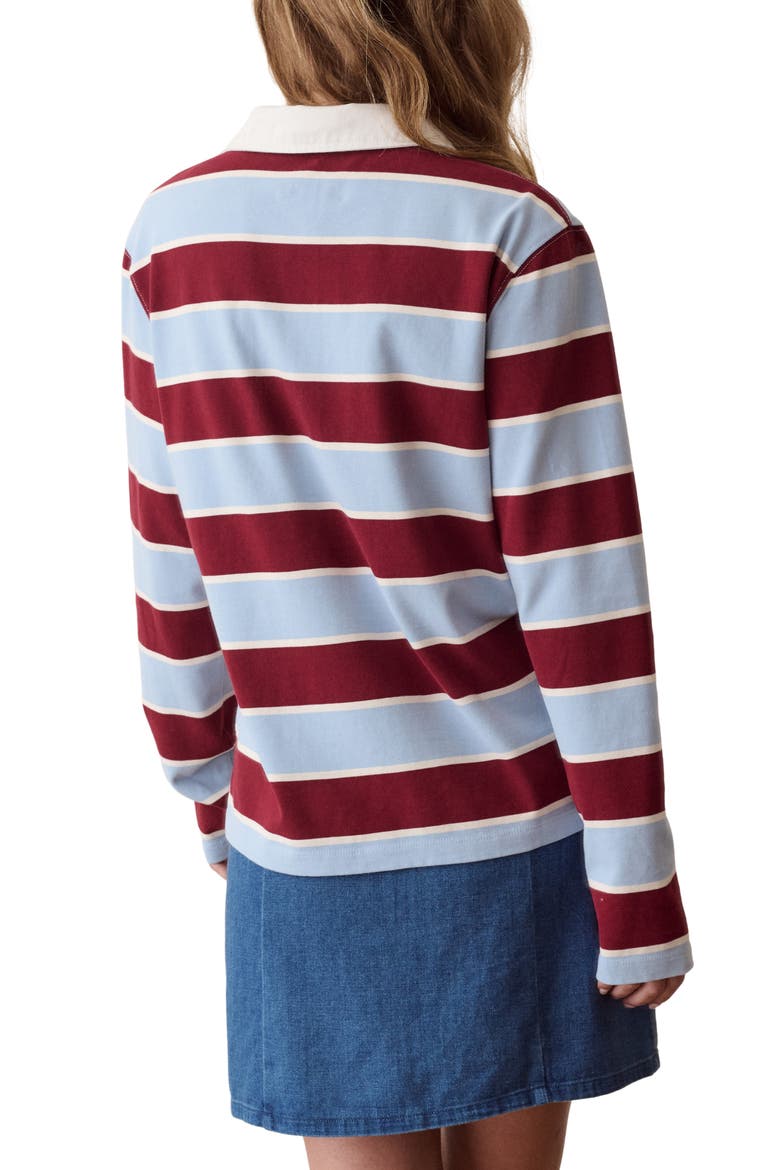 Miracle Jersey Stripe Rugby Polo, Alternate, color, SKY AND CABERNET