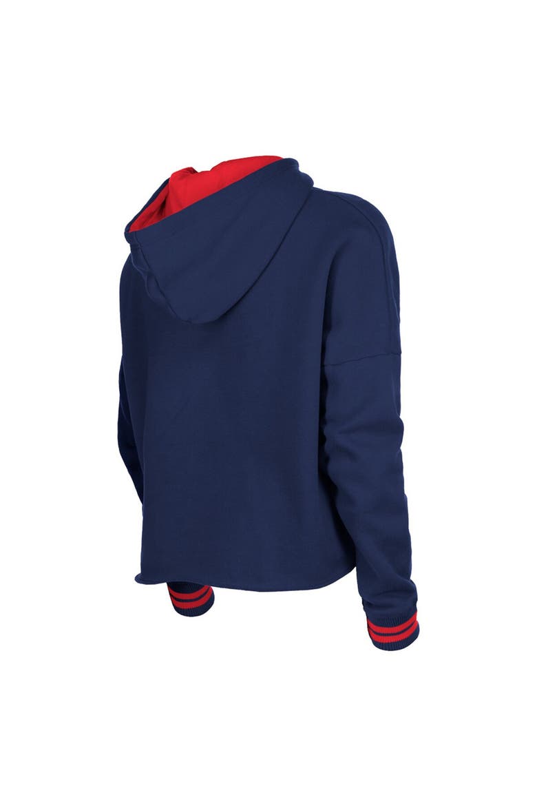 Women's 5th & Ocean by New Era Navy USWNT Athleisure Cropped Fleece Pullover Hoodie, Alternate, color, Navy