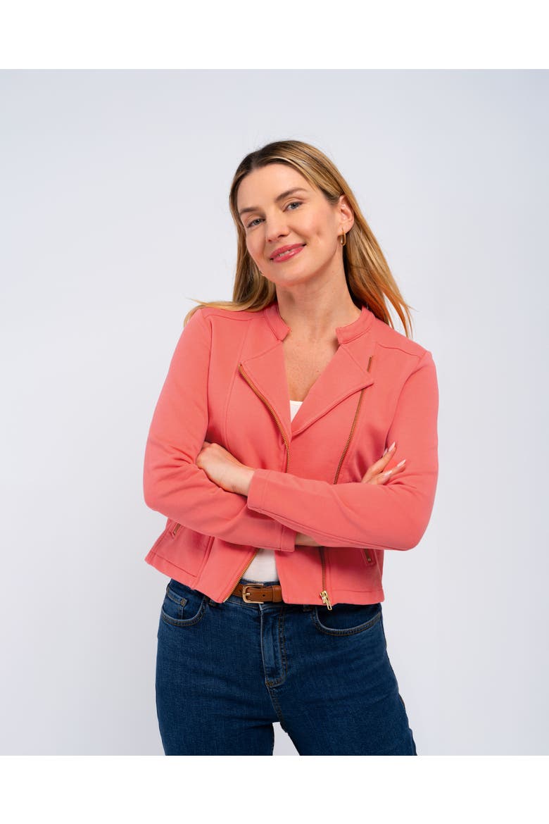Sculpted Biker Jacket, Alternate, color, Pink Coral