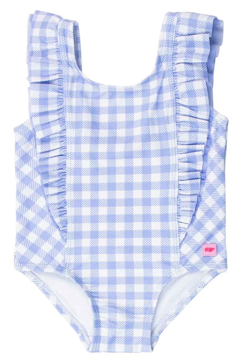 Periwinkle Blue Gingham One-Piece Swimsuit, Main, color, BLUE