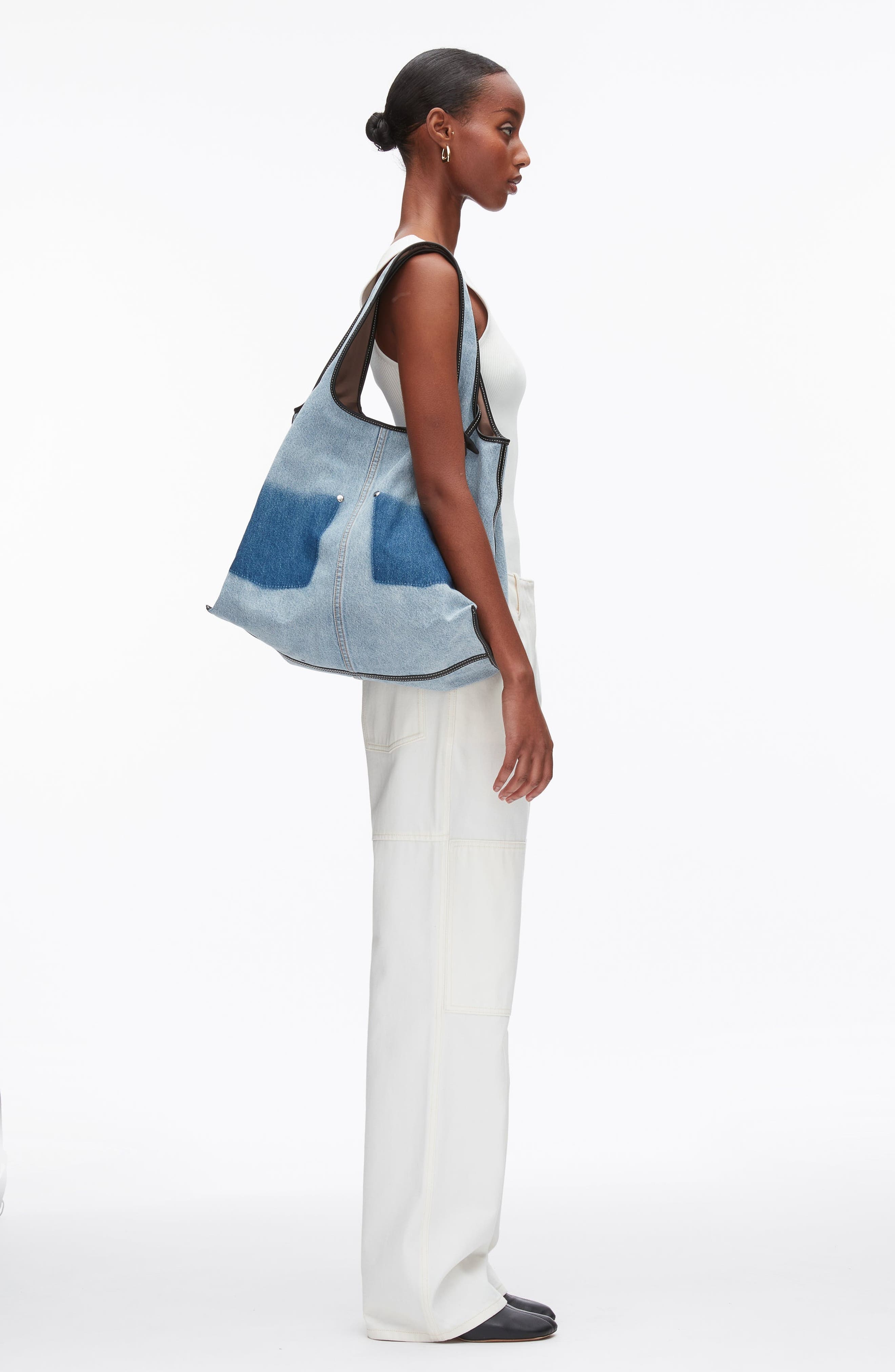 3.1 Phillip Lim Ghost Patch Market Tote Bag, Alternate, color, Light Denim