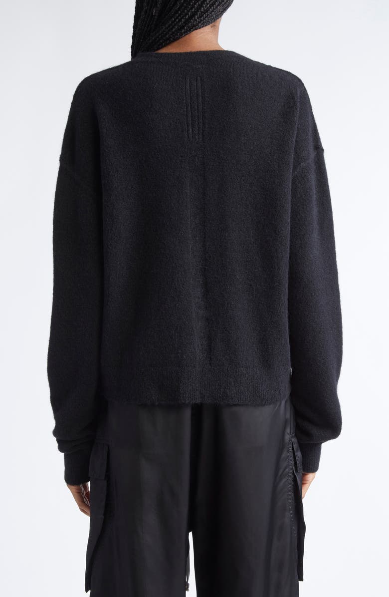 Rick Owens Tommy Alpaca & Wool Blend V-Neck Sweater, Alternate, color, Black