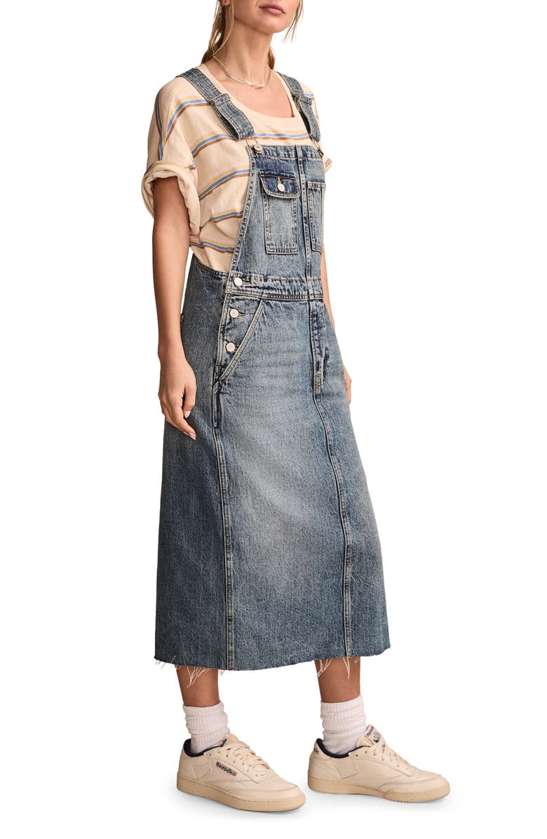 Lucky Brand Denim Overall Midi Dress, Alternate, color,
